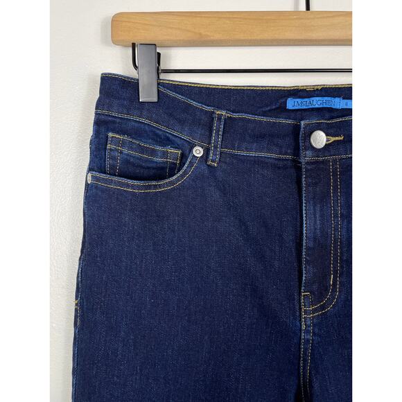 J. McLaughlin Straight Leg Jeans Dark Blue Size 8 High Rise Crop Stretch Denim - Picture 2 of 10